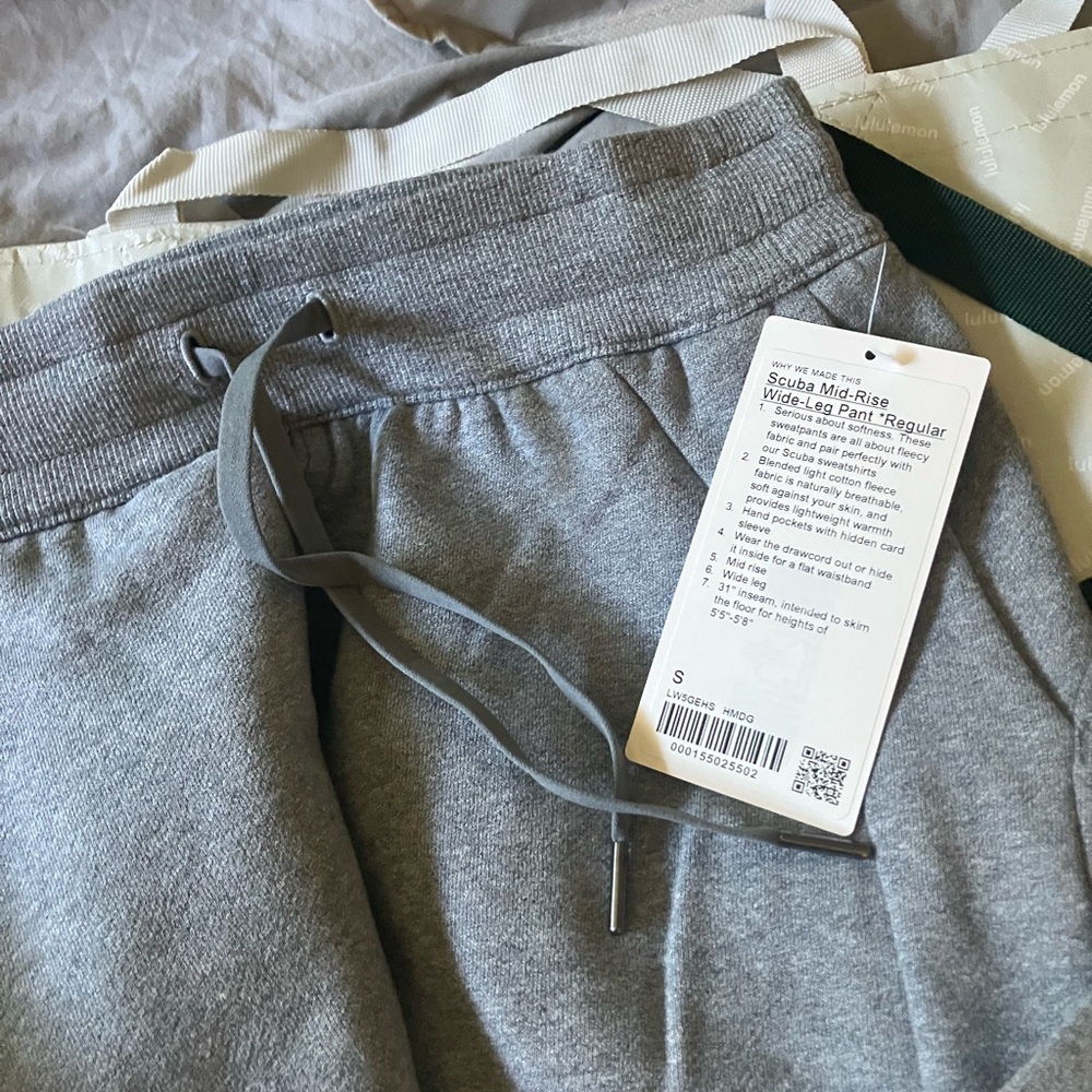 NWT Lululemon Scuba Mid-Rise Wide-Leg Pant *Regular, Sz S, Heathered Medium Grey - Picture 5 of 7